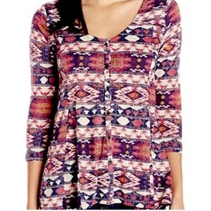 Lucky Brand button up Aztec print top
